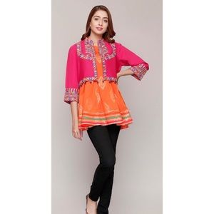 Rangja Pink and Orange peplum top